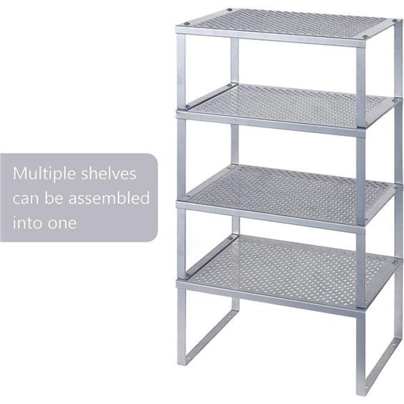 Kitchen Shelf Organizer, Stackable & Expandable, Dark Silver - Picture 2 of 6